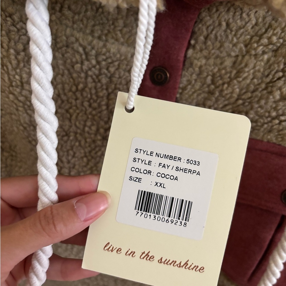 NWT Wanakome Women’s XXL Tan and Brown Fleece Hoodie Teddy Sweatshirt - Picture 5 of 9